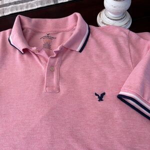 American Eagle Outfitters Core Flex Pink Polo